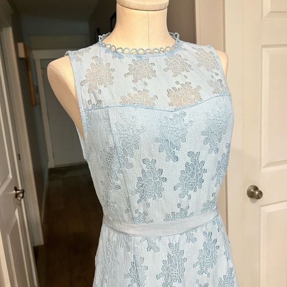 MIAMI for Francesca pale blue column lace over midi dress with ruffle hem - Picture 2 of 14